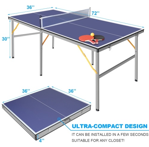 6ft Mid-Size Table Tennis Table Foldable - Image 2