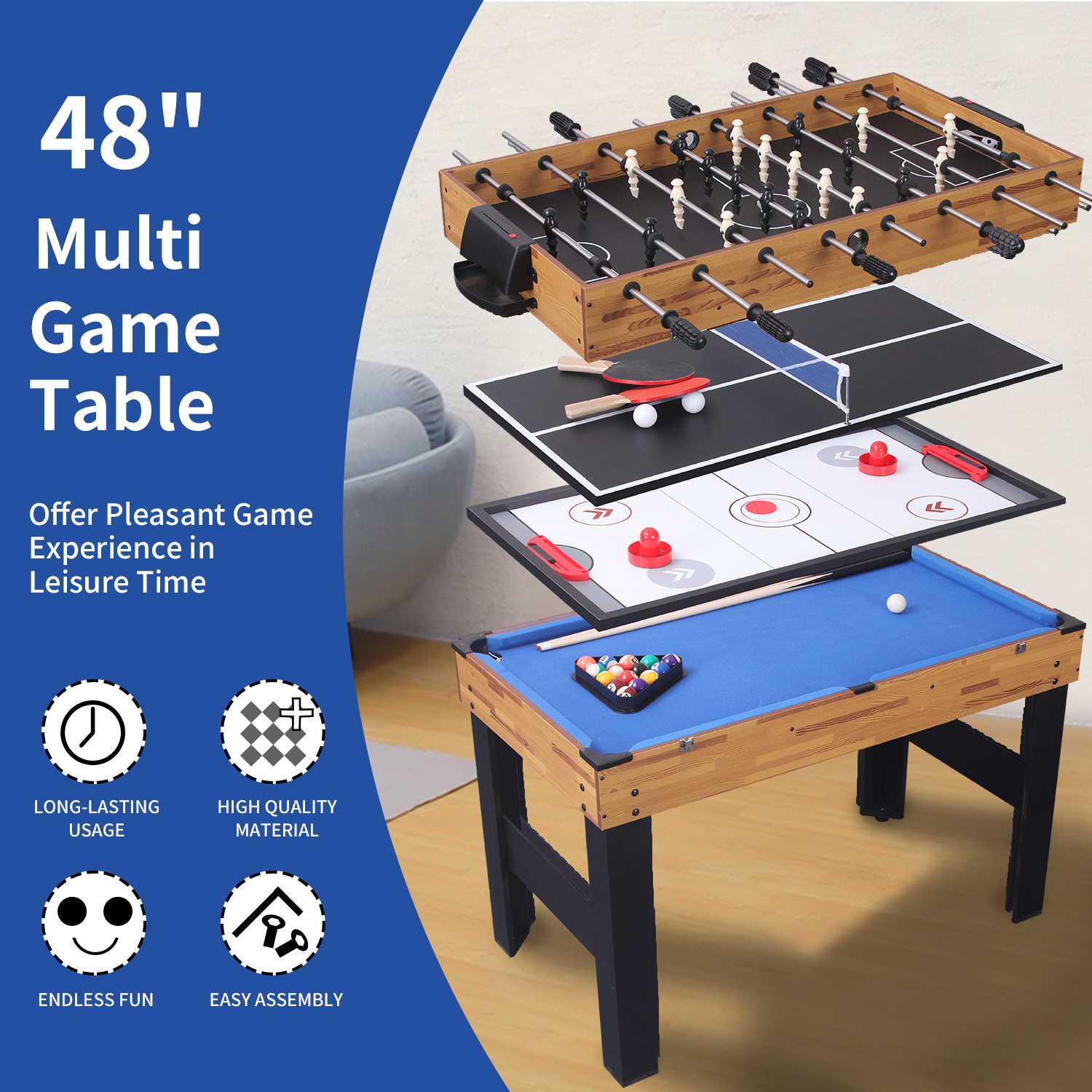 Game Table Set With Ping Pong - Image 9