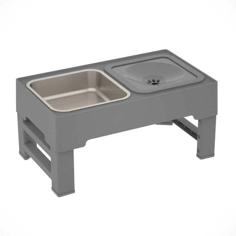 Dog Double Bowls Stainless Stand Adjustable Height - Image 3
