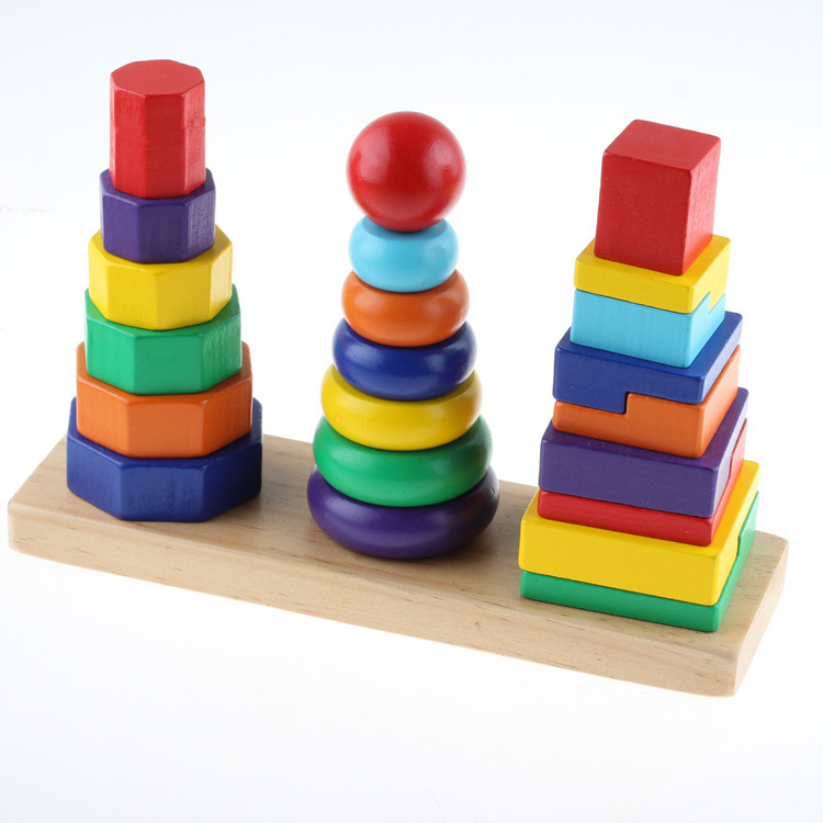 Rainbow Three Column Tower Wooden Educational Toy - Image 6