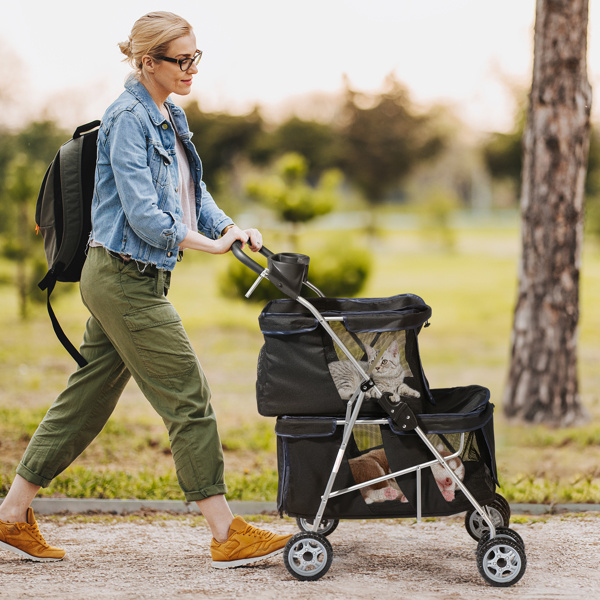 4-Wheeled Double-Decker Style Pet Strollers