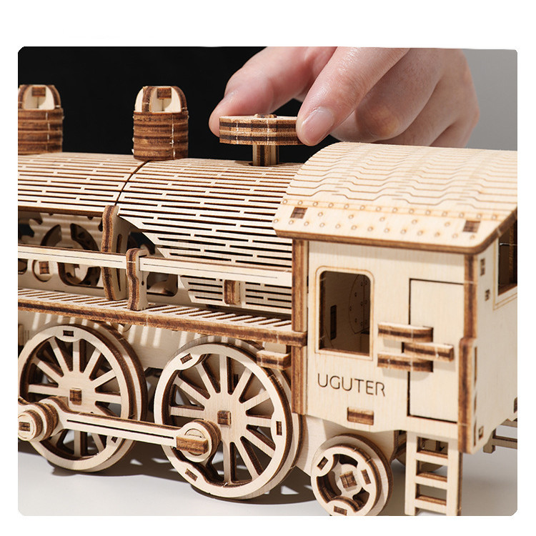 DIY Wooden Steam Train 3D Puzzle Kit - Image 2