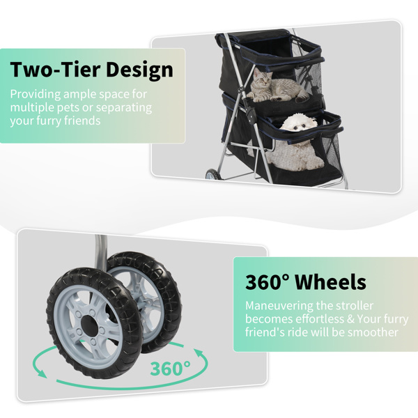 4-wheeled Double-decker Style, Pet Strollers - Image 6