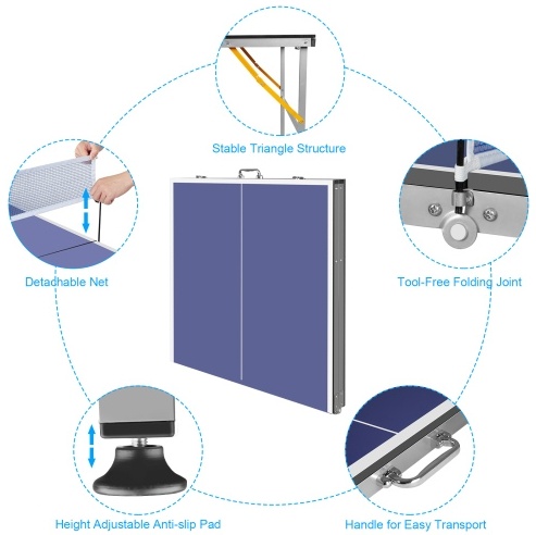 6ft Mid-Size Table Tennis Table Foldable - Image 4