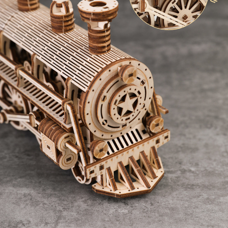 DIY Wooden Steam Train 3D Puzzle Kit - Image 3