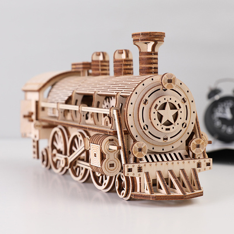 DIY Wooden Steam Train 3D Puzzle Kit