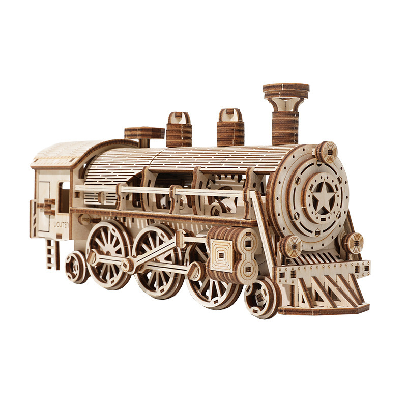 DIY Wooden Steam Train 3D Puzzle Kit - Image 5