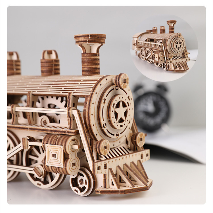 DIY Wooden Steam Train 3D Puzzle Kit - Image 6
