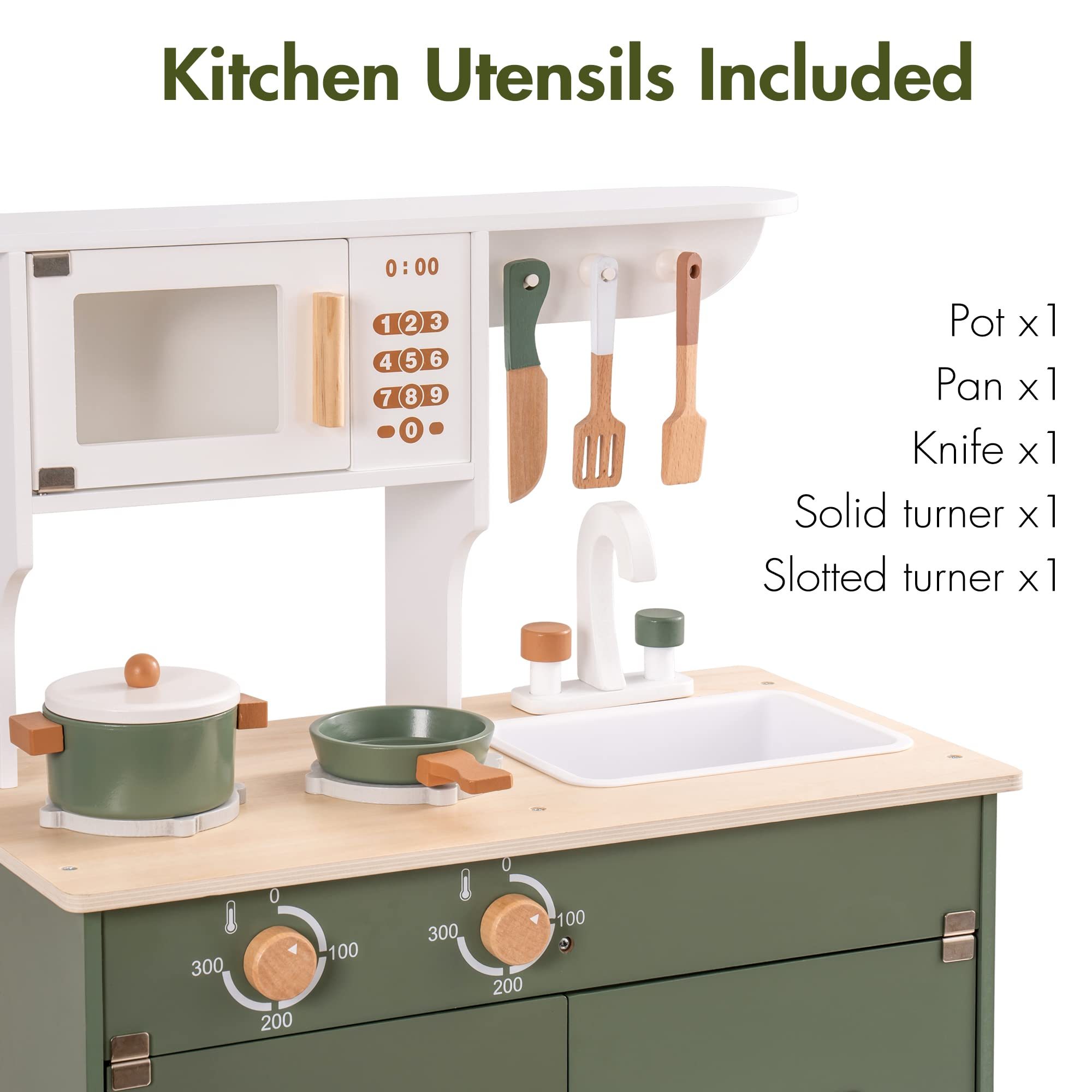 ROBUD Green Wooden Kitchen Toy Set - Image 6