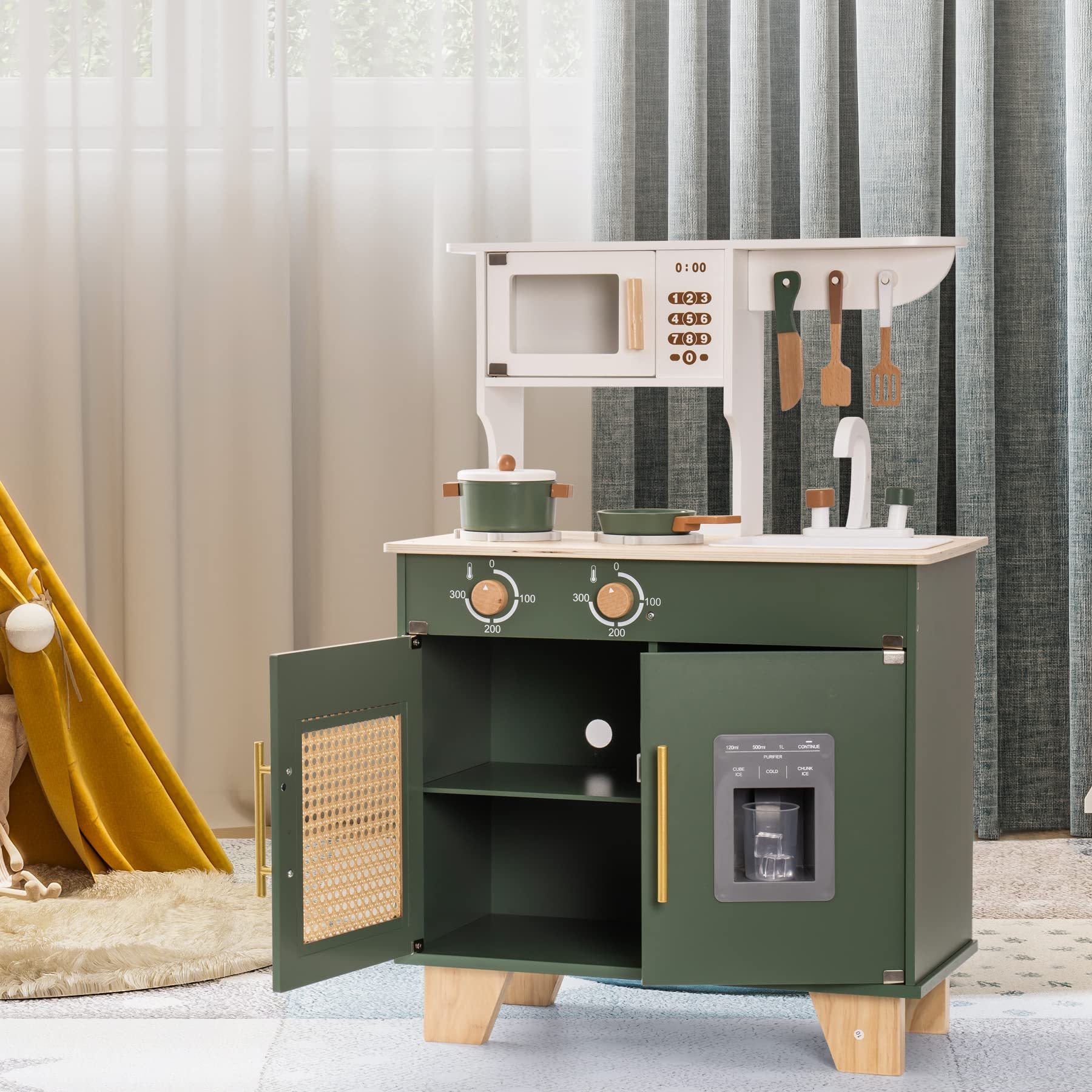 ROBUD Green Wooden Kitchen Toy Set