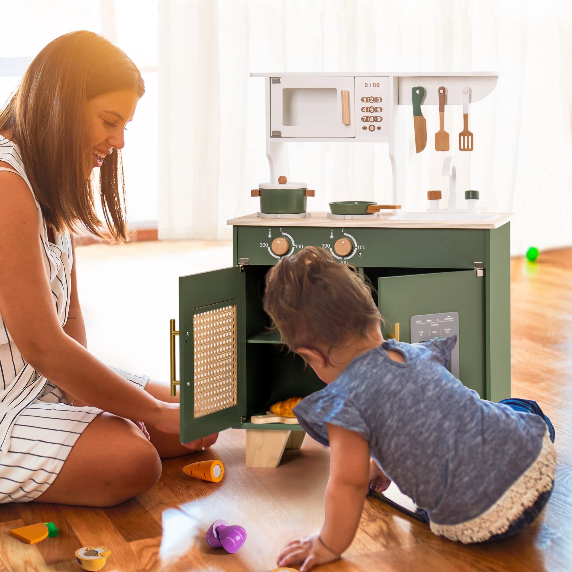 ROBUD Green Wooden Kitchen Toy Set - Image 2