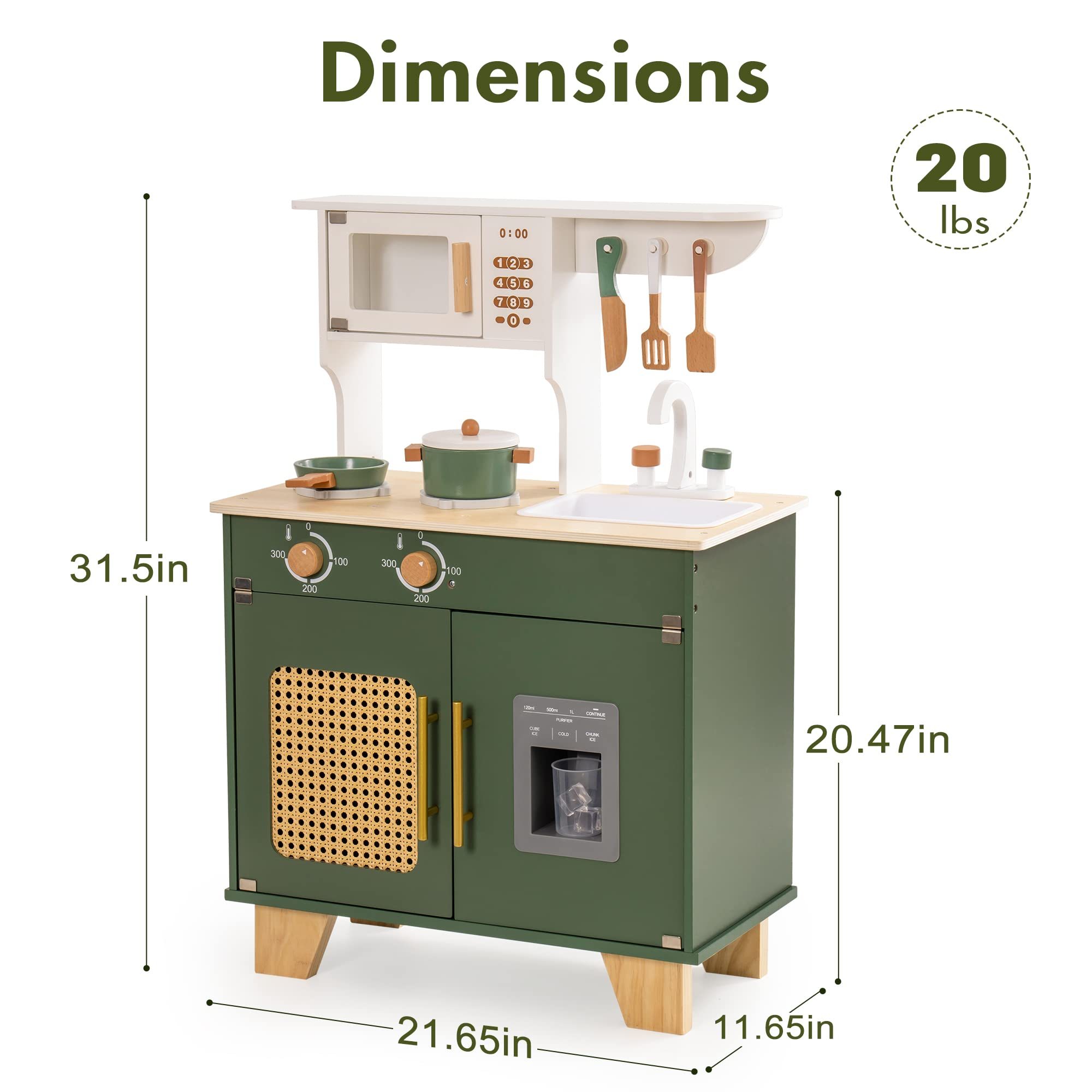 ROBUD Green Wooden Kitchen Toy Set - Image 5